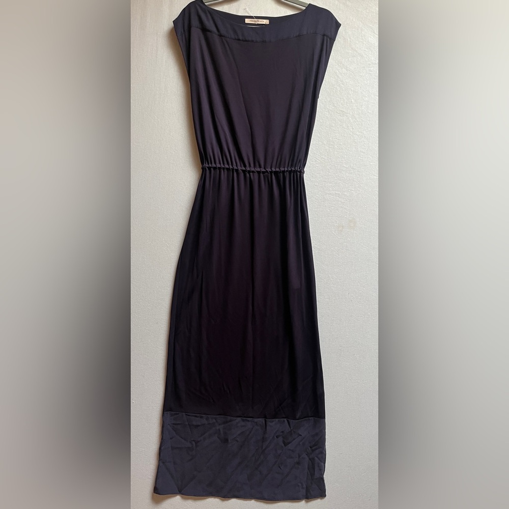 Penny black Maxi Dress V-Back Silk Hem Drawstring Waist Sz M